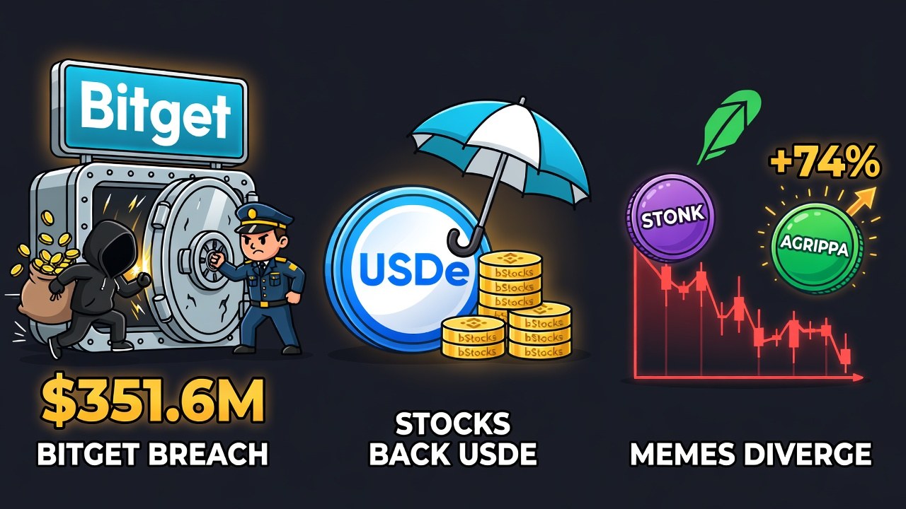 Bitget wallet breach, Ethena stock collateral, and diverging meme coins
